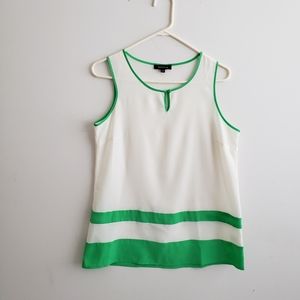 Spense Cream & Green Sleeveless Blouse